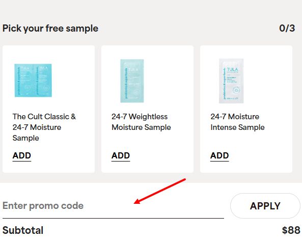“How to apply a TULA Skincare promo code”