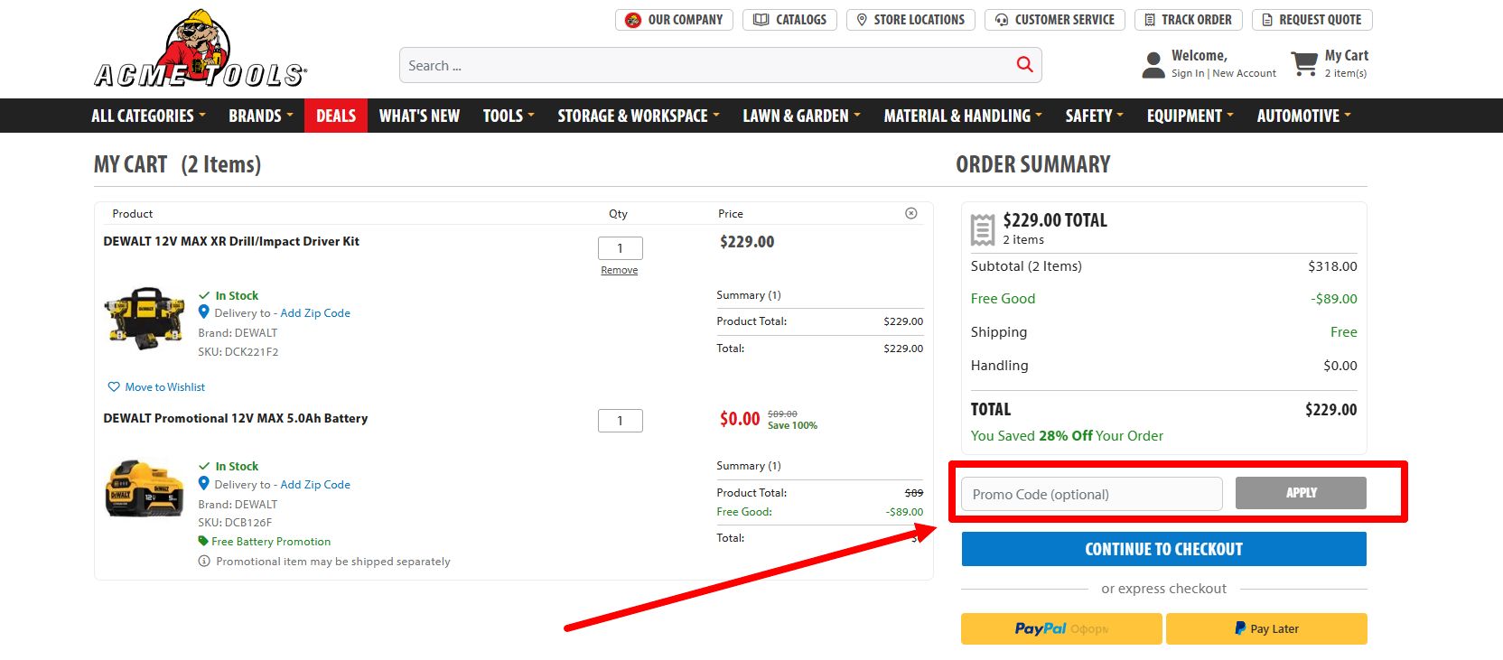 “How to Activate a Acme Tools Promo Code”