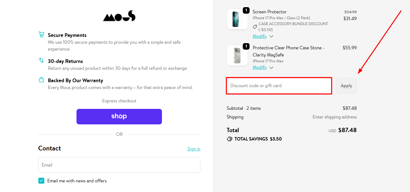How to activate a Mous promo code