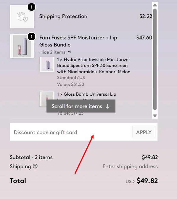 “How to apply a Fenty Beauty promo code”