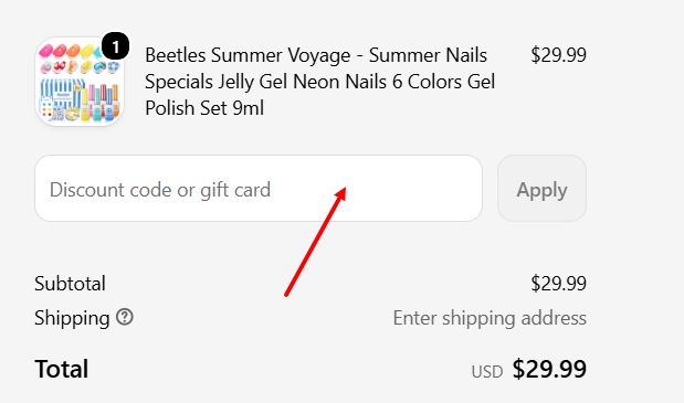 “How to apply a Beetles Gel promo code”