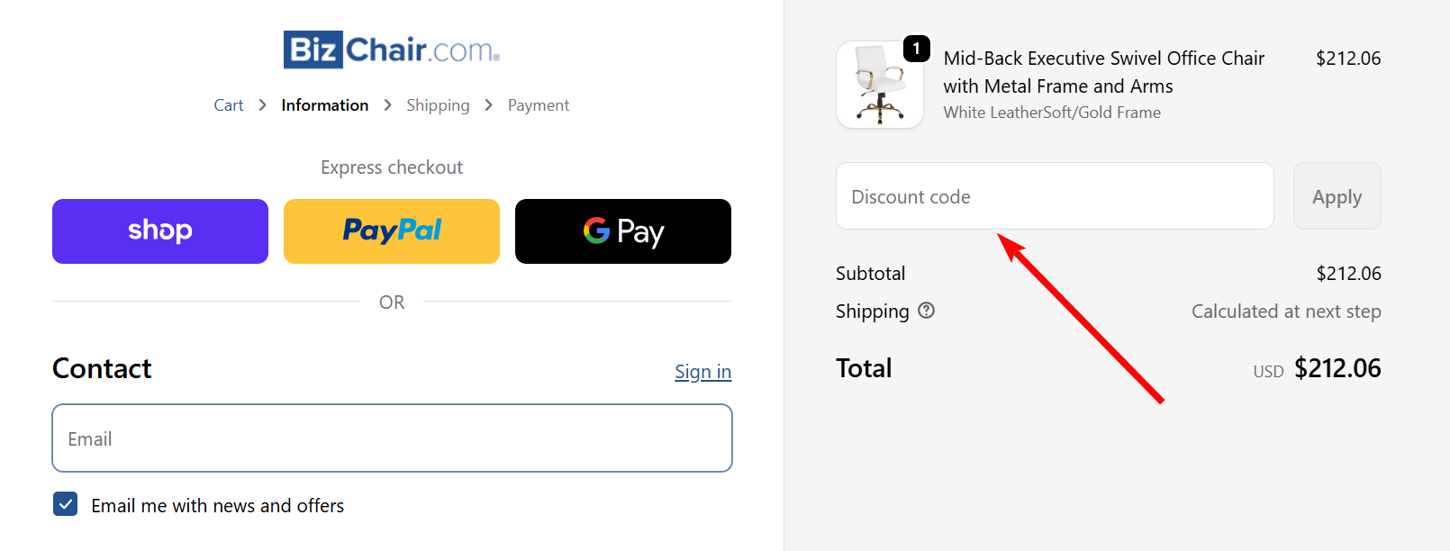 “How to activate a Biz Chair promo code”