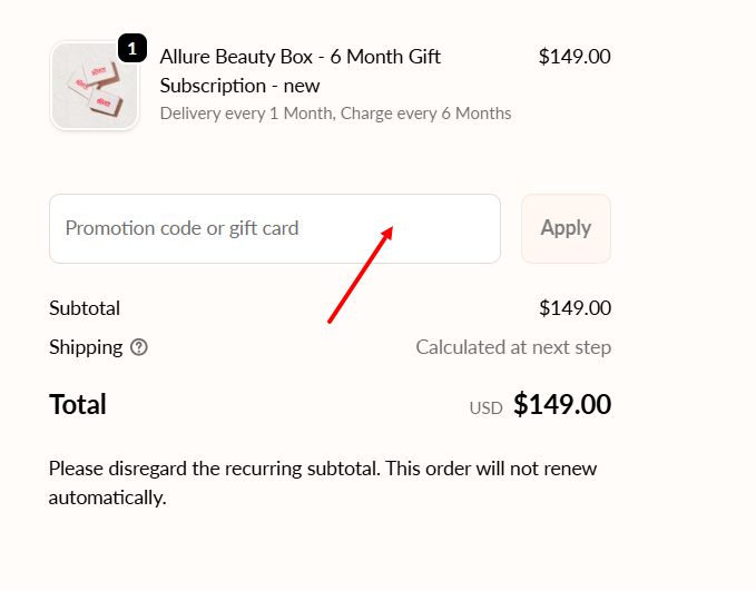 “How to apply an Allure Beauty Box promo code”