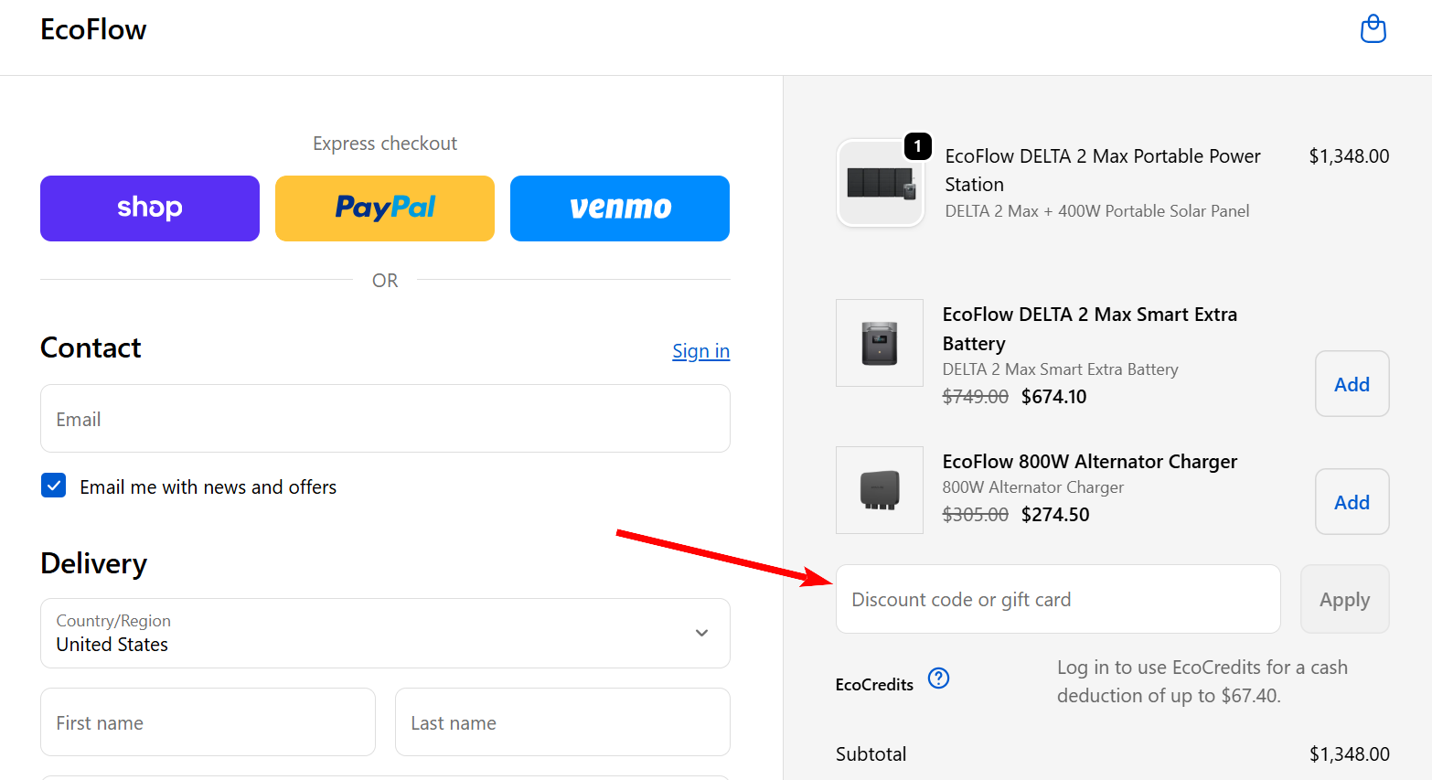 “How to apply a EcoFlow promo code”