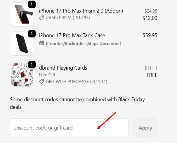 “How to apply a Dbrand promo code”