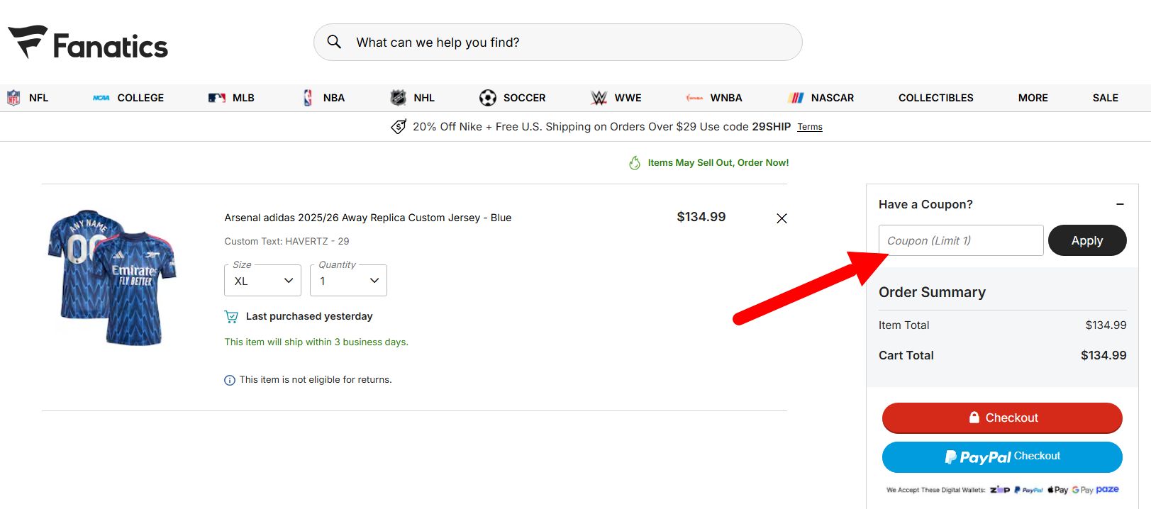 “Fanatics Coupons”