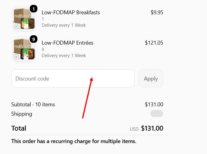 “How to apply a ModifyHealth promo code”