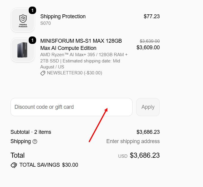 “How to apply a Minisforum promo code”