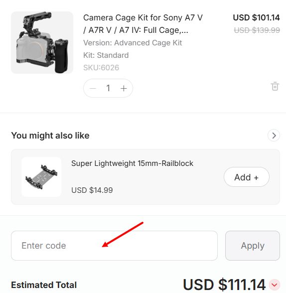 “How to apply a SmallRig promo code”