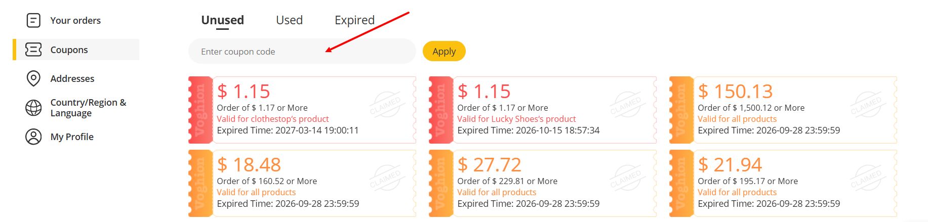 “How to apply a Voghion promo code”