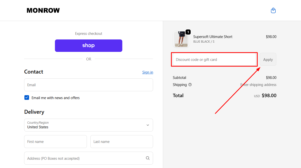 “How to apply a Monrow promo code”