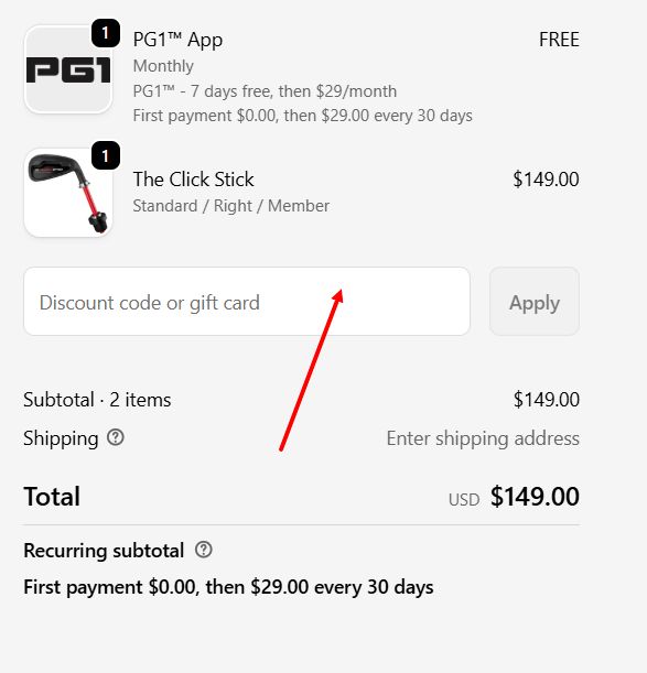 “How to apply a Performance Golf promo code”