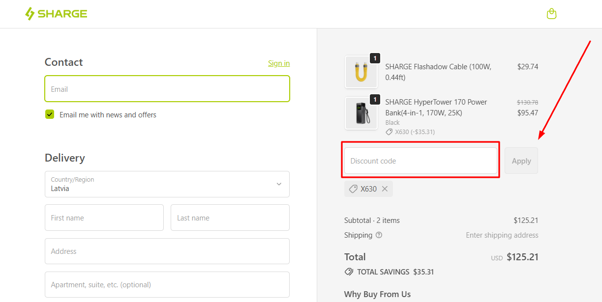 How to activate a Sharge promo code