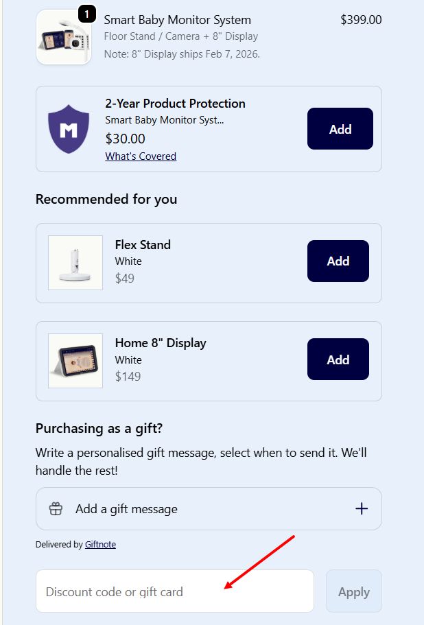 “How to apply a Nanit promo code”