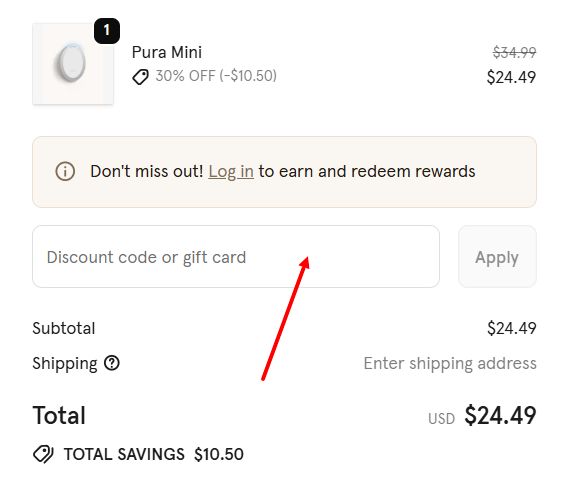 “How to apply a Pura promo code”