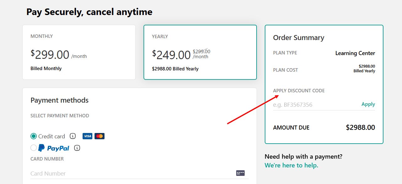 “How to apply a LearnWorlds promo code”