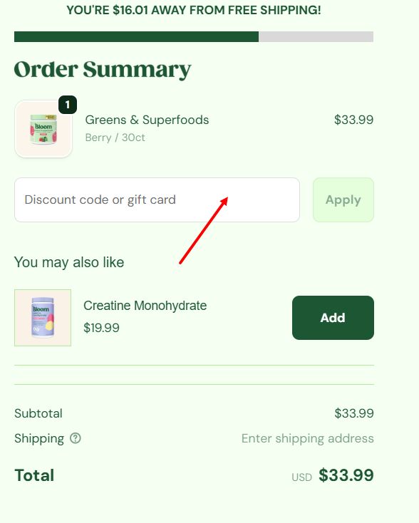 “How to apply a Bloom promo code”