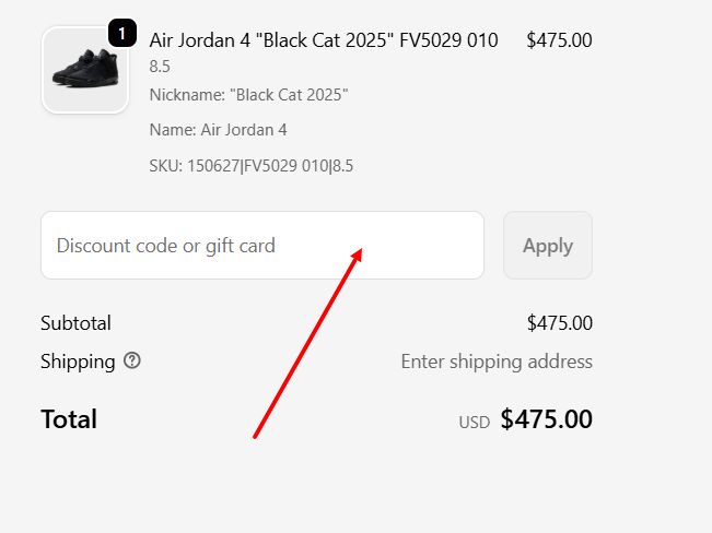 “How to apply a Stadium Goods promo code”