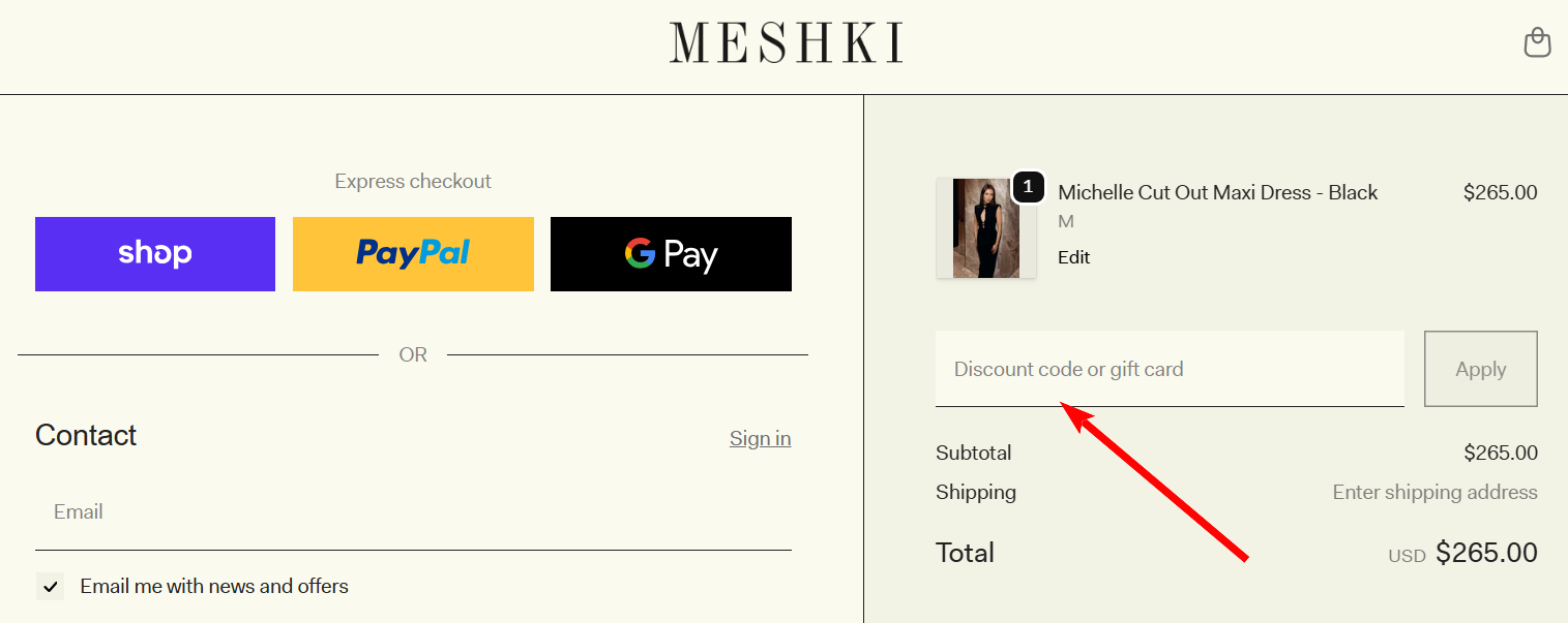 How to Use a Meshki Coupon