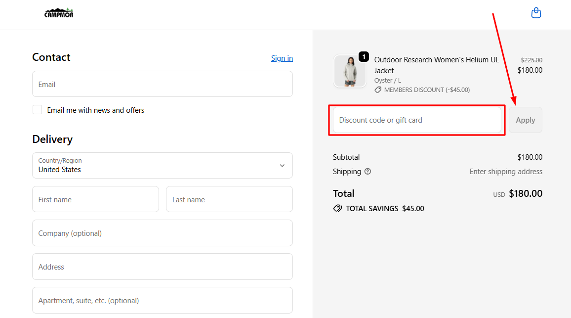 How to activate a Campmor promo code