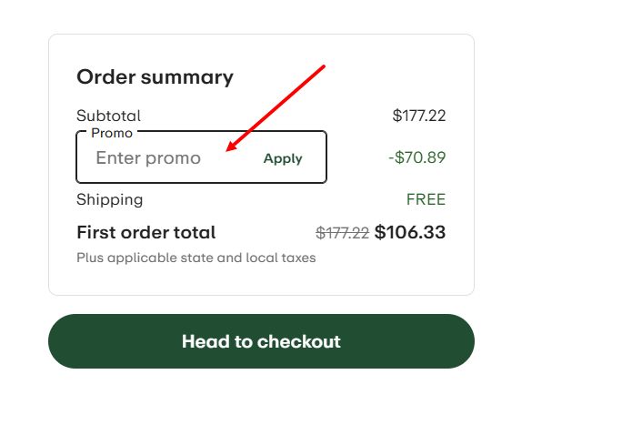 “How to apply a Hungryroot promo code”