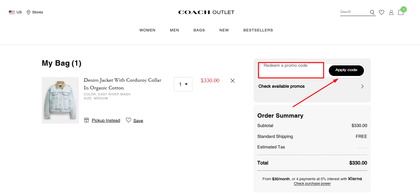 How to activate a Coach Outlet promo code