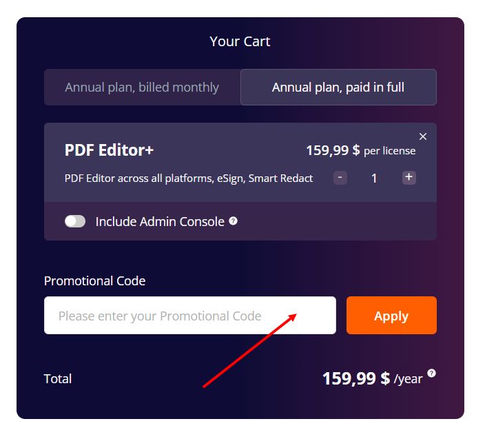 “How to apply a Foxit promo code”