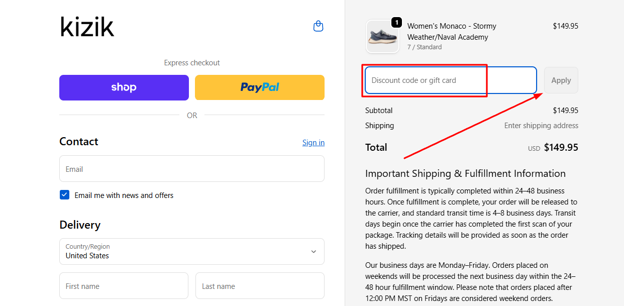 How to activate a Kizik promo code