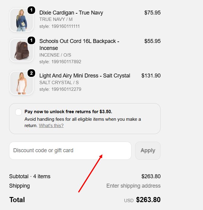 “How to apply a Billabong promo code”
