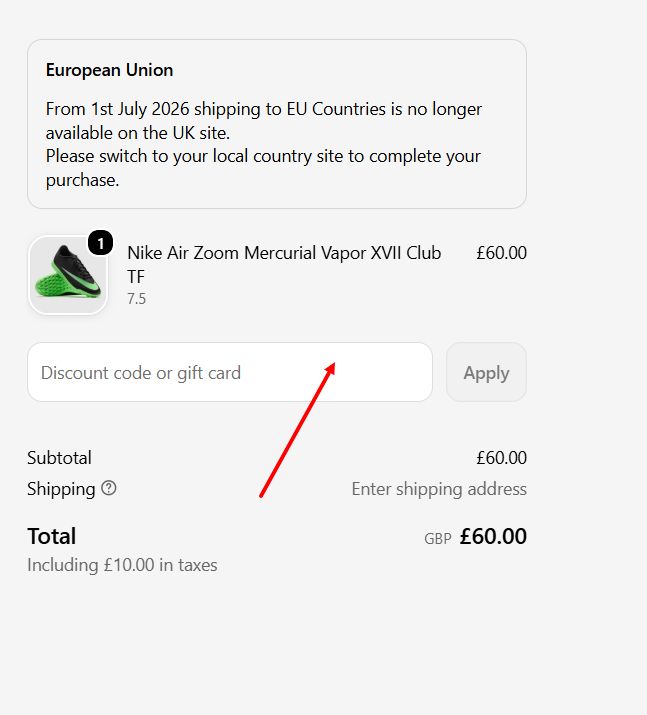 “How to apply a Pro Direct Soccer promo code”