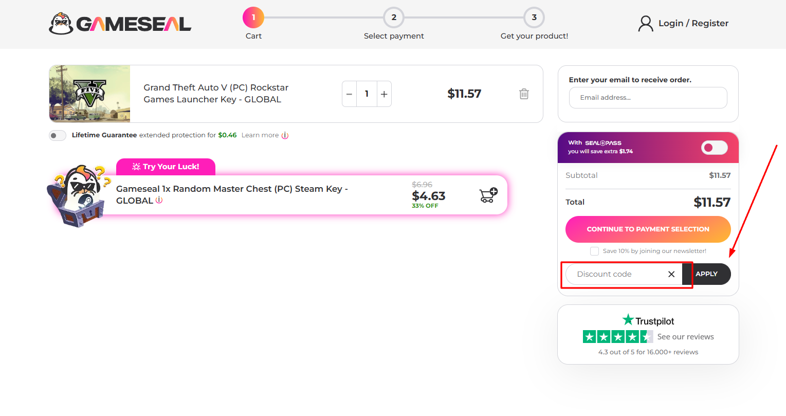 How to activate a Gameseal promo code