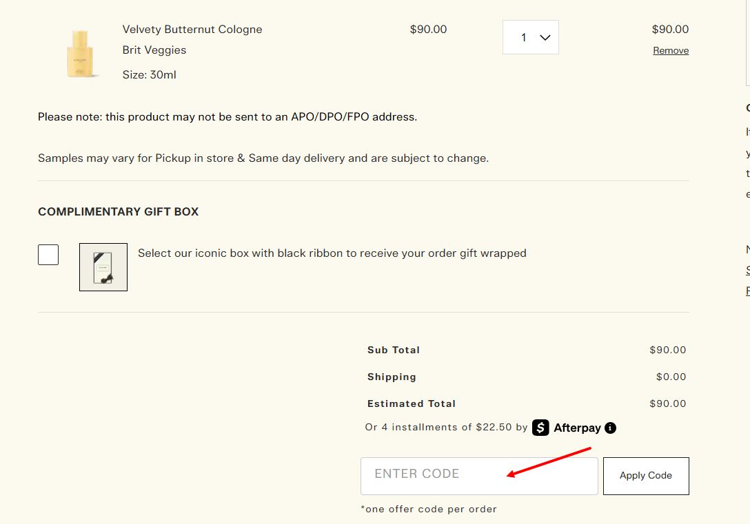 “How to apply a Jo Malone London promo code”