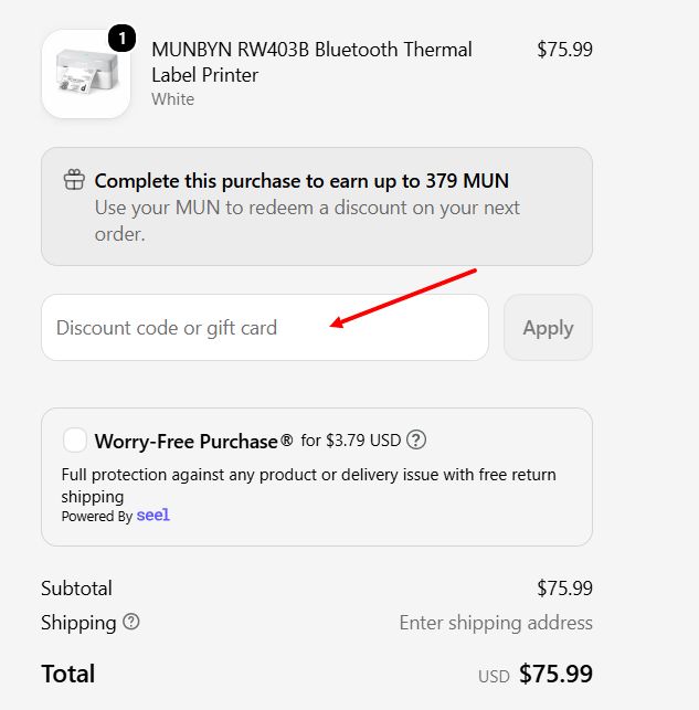 “How to apply a MUNBYN promo code”