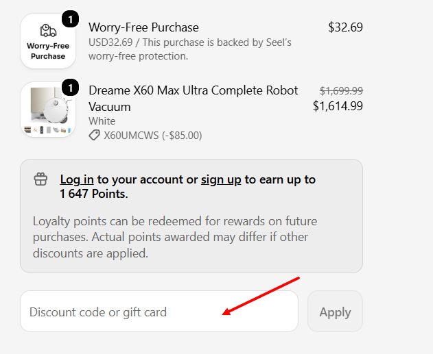 “How to apply a Dreame promo code”