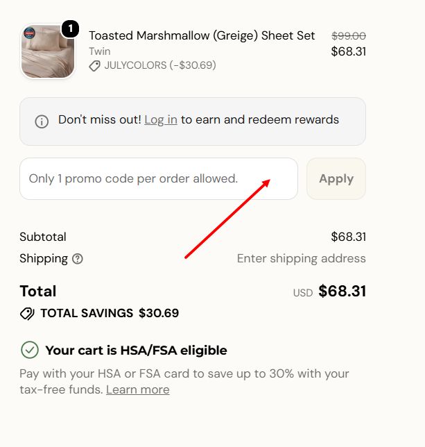 “How to apply a PeachSkinSheets promo code”