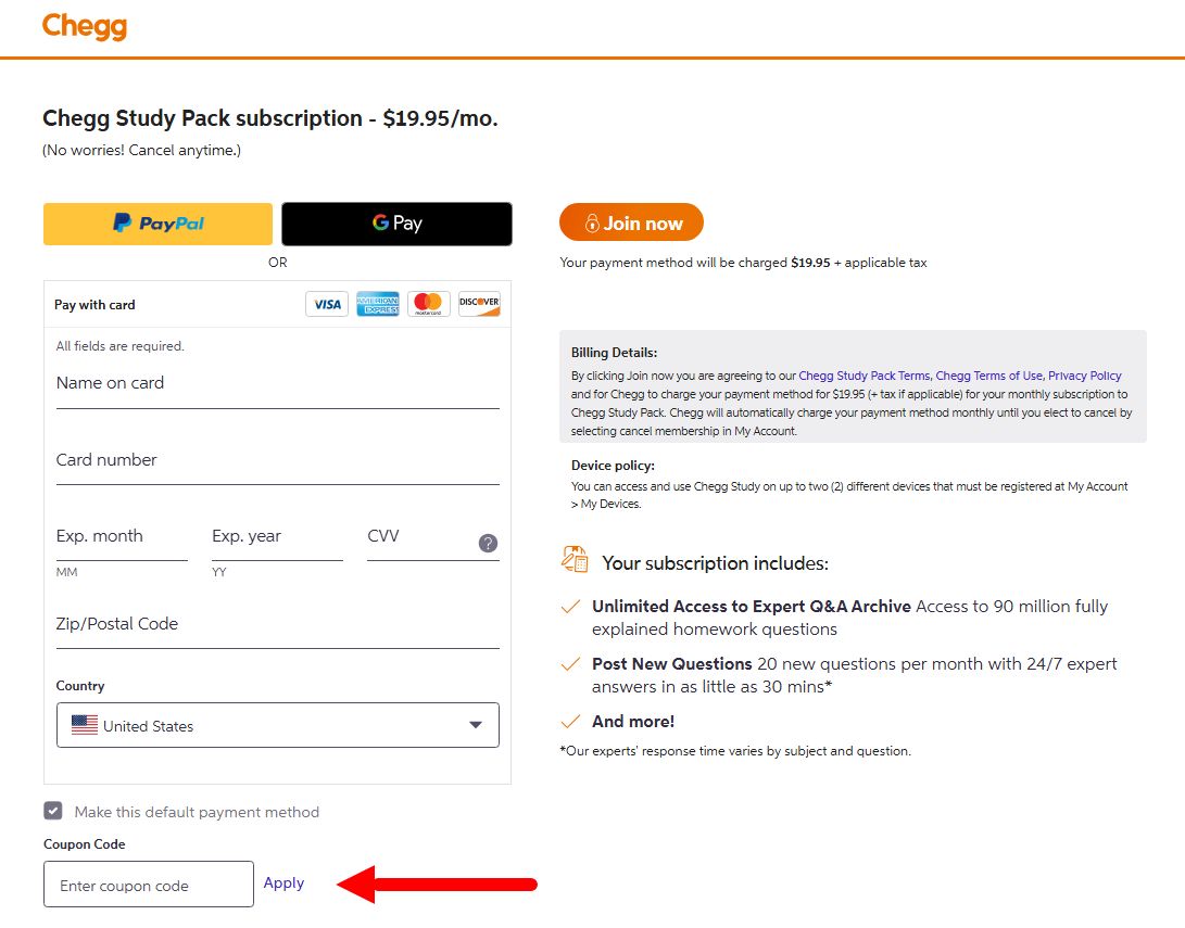 “Chegg promo codes”