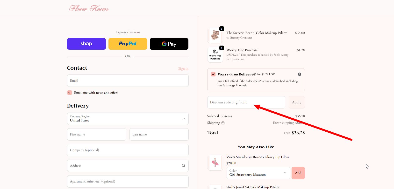“How to apply a Flower Knows promo code”