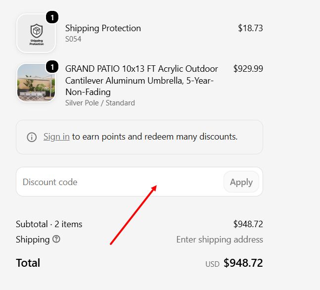 “How to apply a Grand Patio promo code”