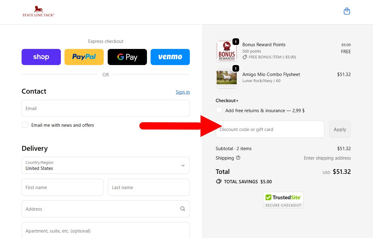 “How to activate a State Line Tack promo code”